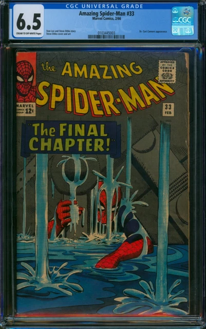 Amazing Spider-Man #33 🌟 CGC 6.5 🌟 Dr. Curt Connors App! Ditko Marvel 1966