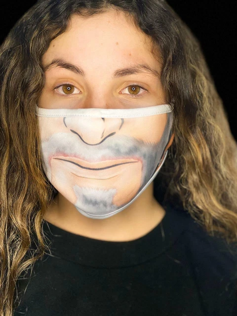 KIds Revesible Face Mask Fun Beard Old Men Man Realistict Skin Look Count Dooku