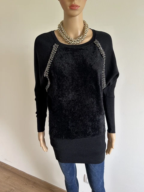 Pull Noir Pailleté An’ge – Femme Manches Longues, Taille Unique, Soirée, Occasion