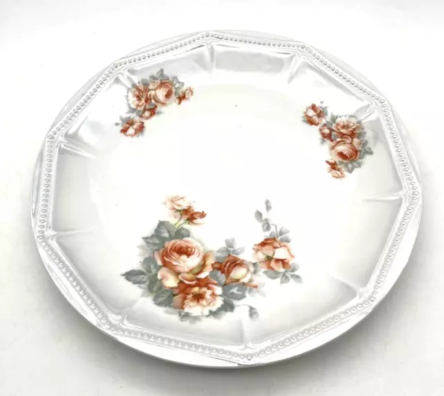 Antique P&K SILESIA Lg. 11.75" Luster/Peach Roses-Embossed Serving Platter-Plate