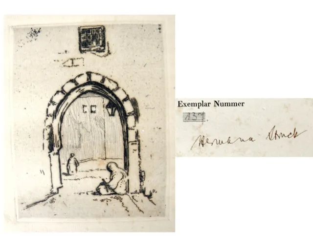 Hermann Struck 1922 Etching Palestine arab quarter Authentic Hand signature RARE