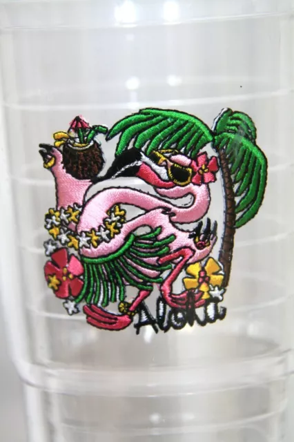 Tervis tumbler large 24oz Aloha Hawaii embroidered flamingo palm tree tropical 2