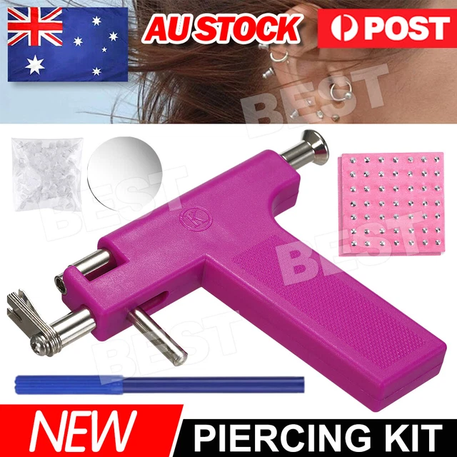 PRO STEEL EAR Nose Navel Body Piercing Gun Kit Tool Set with Pack Of 98 ...