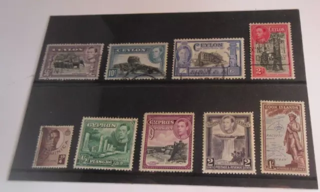 King George Vi Ceylon, Dominica, Cyprus British Guiana & Cook Islands Stamps