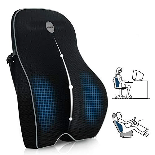 Villsure Lumbar Support Pillow Memory Foam Back Cushion Pillow for Office Cha...