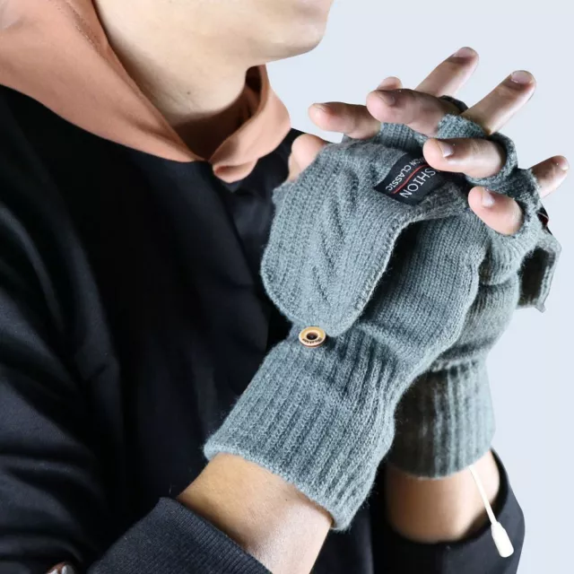 Gants de chauffage électrique Mitaine tricotée Gants complets et demi-doigt