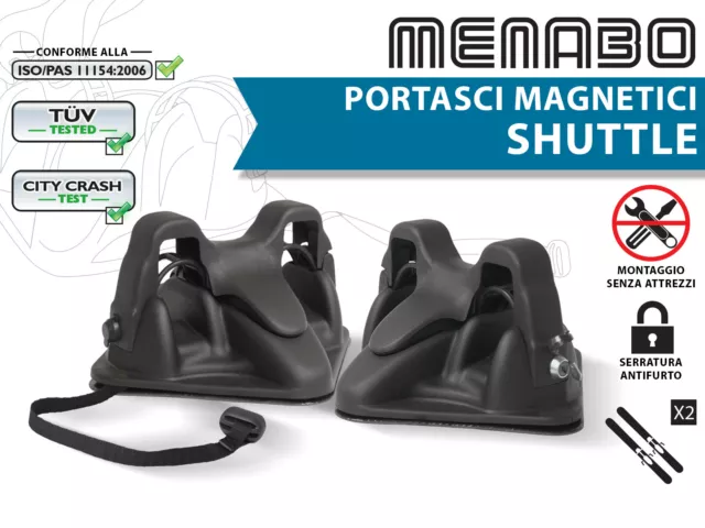 Portasci Magnetico Porta 2 Paia Di Sci E Accessorio Menabo Shuttle