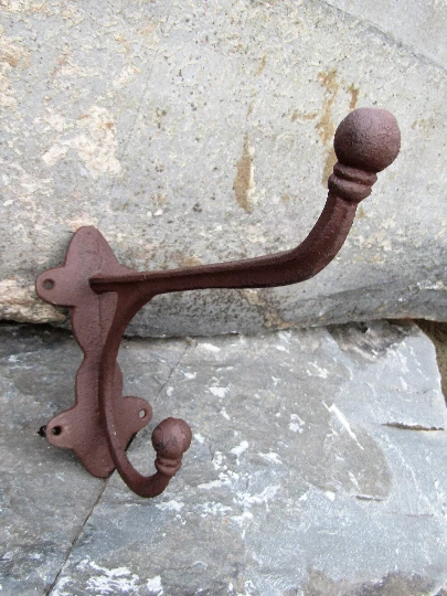 Lot of 6 New Rustic Large 9.5 x 4" Barn Farm Harness Tack Hooks Cast Iron Coat 4