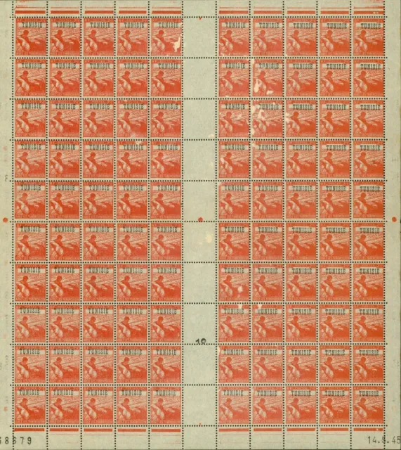 Tunisia 1945 - French Colony -MNH stamps. Yv. Nr.: 299.Sheet of 100(EB) AR-01551