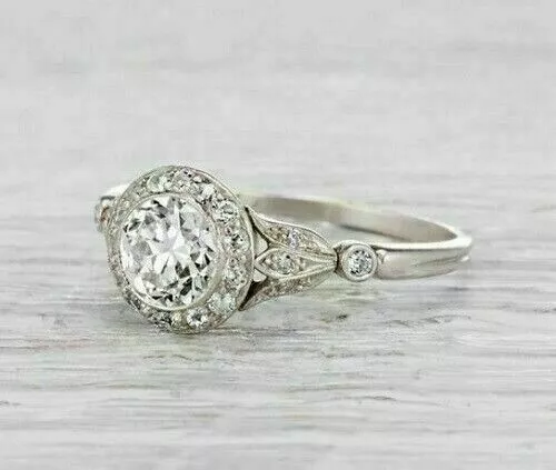 Antique Art Deco Style Simulated Diamond Edwardian Engagement Ring In 925 Silver