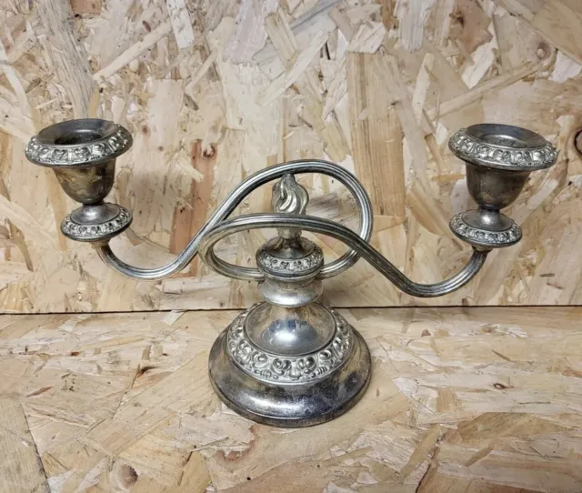Vintage Silver Plated Candelabra Twin Branch Candle Lanthe England Art Nouveau