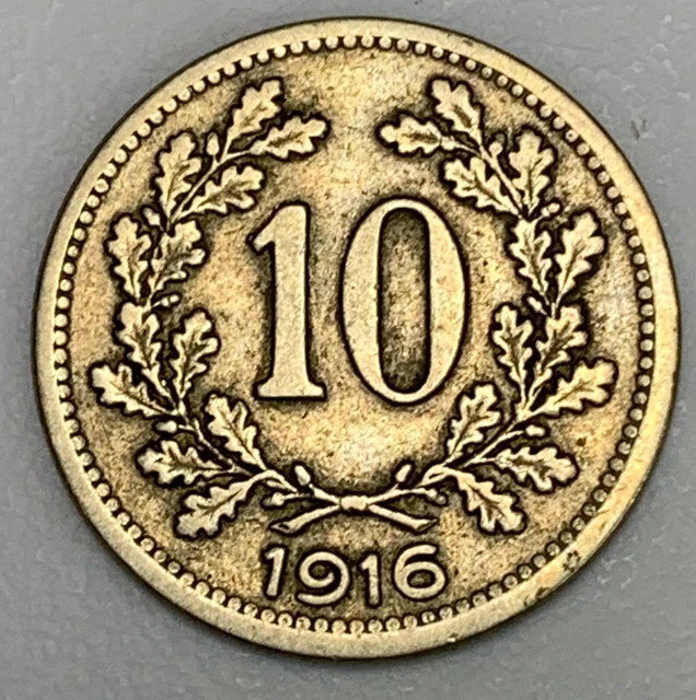 Austria 10 Heller Coin 1916 HIGH GRADE NICE! (855)