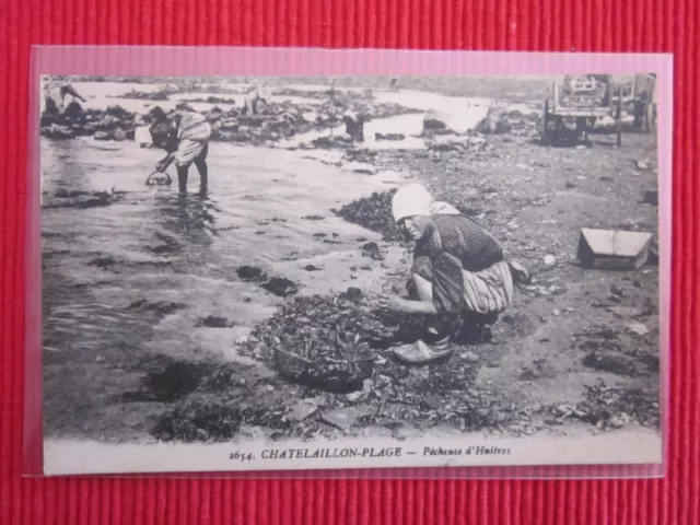 Cpa Written Stamp Chatelaillon Beach Oyster Fishing Charente 17