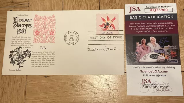 + Lillian Gish Signed 1st Day Cover FDC Autograph Actress JSA COA