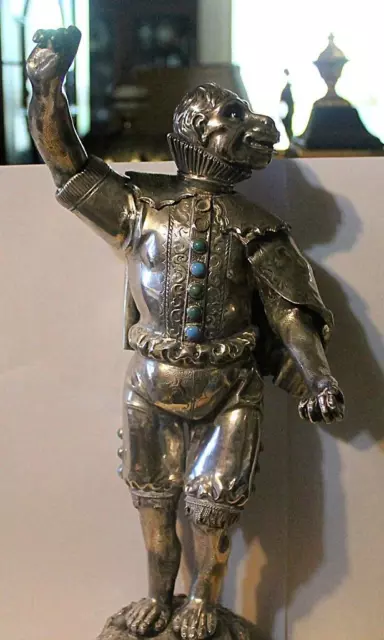 Late 17th or Early 18th Century Larger  Silver Statue of an Ape