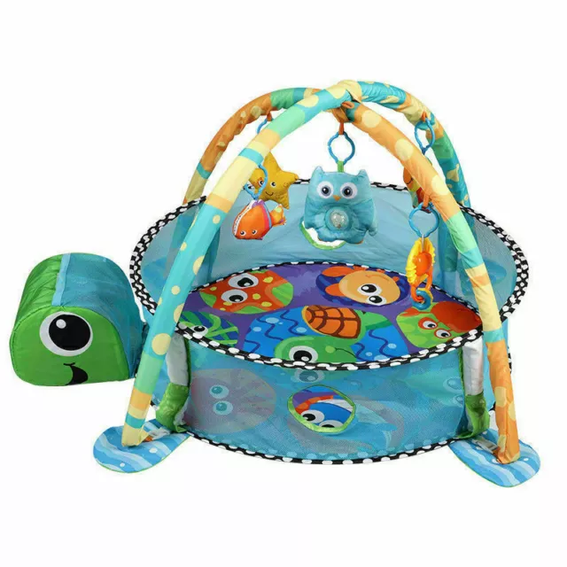 Kids 3 in 1 Turtle Baby Gym Activity Floor Mat| Ball Pit & Toys Baby Play mat UK