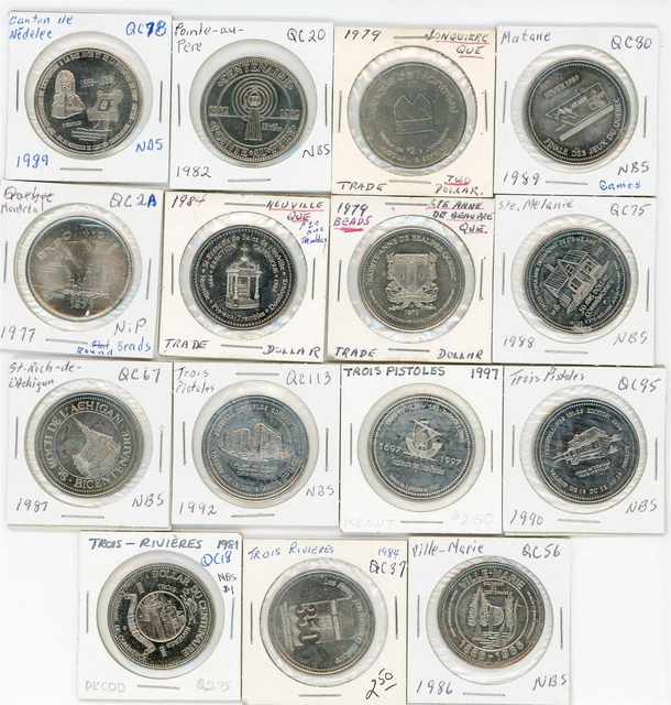 Lot of 15 Quebec Canada Municipal Tokens - See Photos - No Duplicates