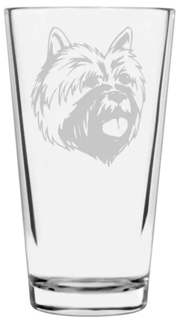 Cairn Terrier Dog Themed Etched All Purpose 16oz Pint Glass