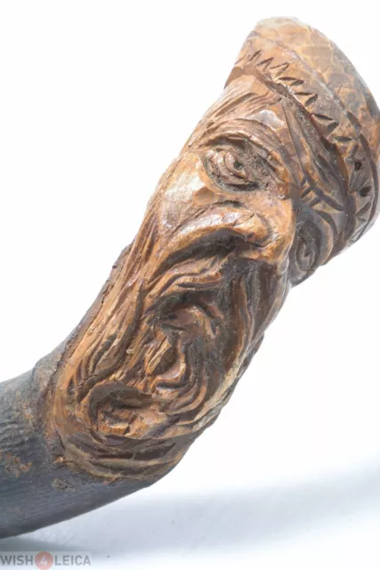 ✅ French Antique Beech Cane Walking Stick Folk Art Hand Carved Old Man Face
