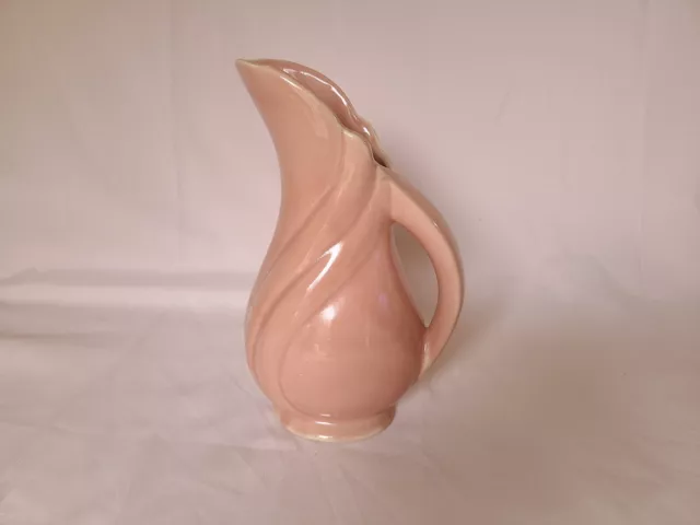 Vintage Shawnee Pottery Pastel Pink Swirl Design Pitcher USA 8" Small Creamer