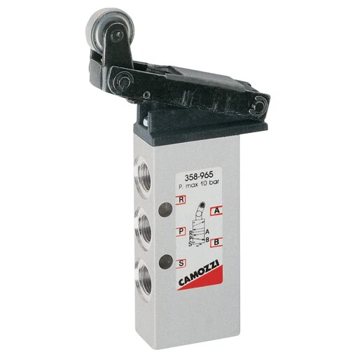 Camozzi Pneumatics - 1/8 5/2 Roller Lever Spring Return Valve 6-02204
