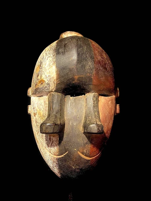 African Tribal Face Mask Wood Hand Carved Vintage Wall Hanging Lega Mask-5138