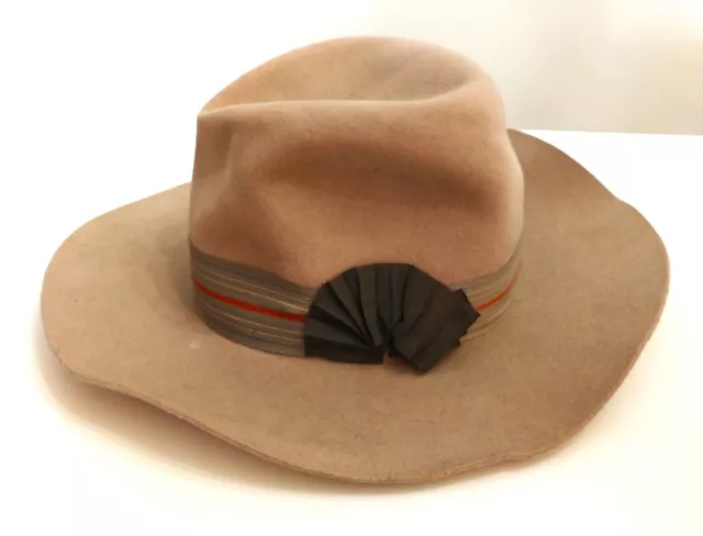 Sombrero de vaquero vintage Trail Ridge Dynafelt cosmopolita repelente al agua bronceado talla S