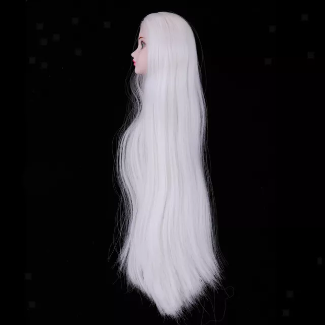 1/6 Girl Ball-Jointed Doll Head Sculpt w. White Hair for Bjd Doll Body Parts