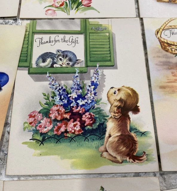 Vintage Greeting Thank You Cards By Burgoyne Original Box Total Petite Size