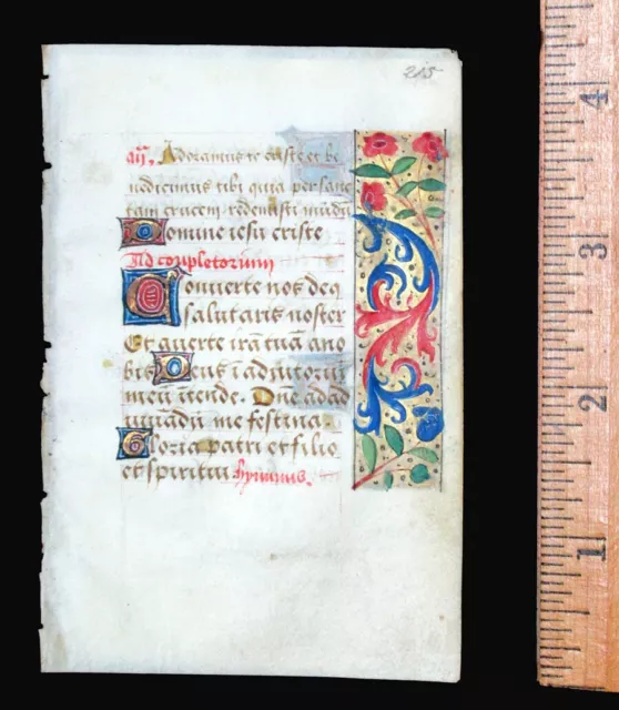 c. 1500 MEDIEVAL BOOK OF HOURS LEAF, FRANCE, ILLUMINATED MANUSCRIPT on VELLUM c. 1500 MEDIEVAL BOOK OF HOURS LEAF, FRANCE, ILLUMINATED MANUSCRIPT on VELLUM