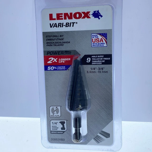 LENOX Tools Step Drill Bit, 1/4-to-3/4-Inch (30883VB3)
