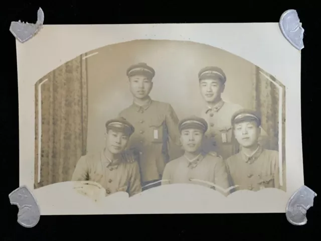 #460 Japonais Vintage Photo 1940s / Best Friend Young Man Uniforme Groupe Peuple