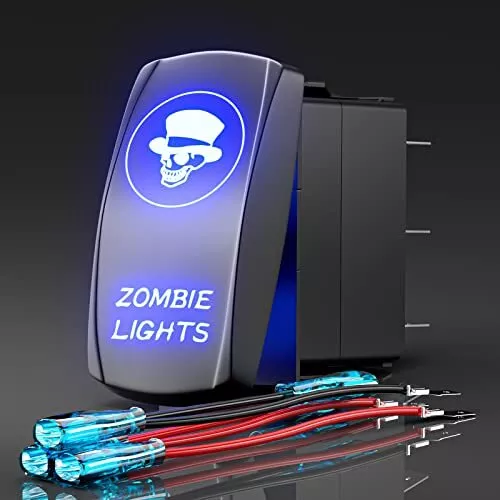 Rocker Switch Zombie Lights Laser Etched Toggle Switch ON/Off SPST 5Pin 12V 2...