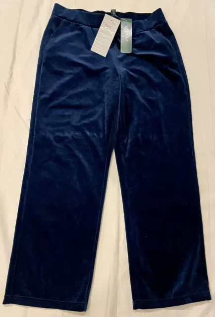 Lauren Ralph Lauren Womens Pants Blue Size Large Petite Velour Polyester Blend