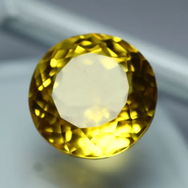 15.50 Ct Natural Yellow Sapphire GIE Certified Round Cut Flawless Loose Gemstone