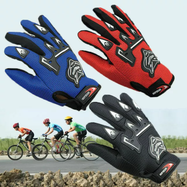 Kids Child Bike Bicycle Cycle Full Finger Gloves Boys Girls MTB BMX Riding Sport