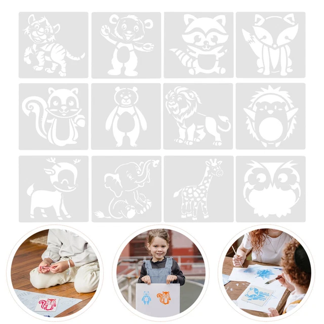 Ymapinc Lot De 12 Pochoirs Pour Enfants - Motif Animal