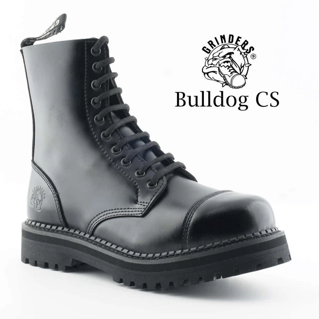 BOTTES SOUD ES GRINDERS Bulldog CS cuir noir lacets motard bout