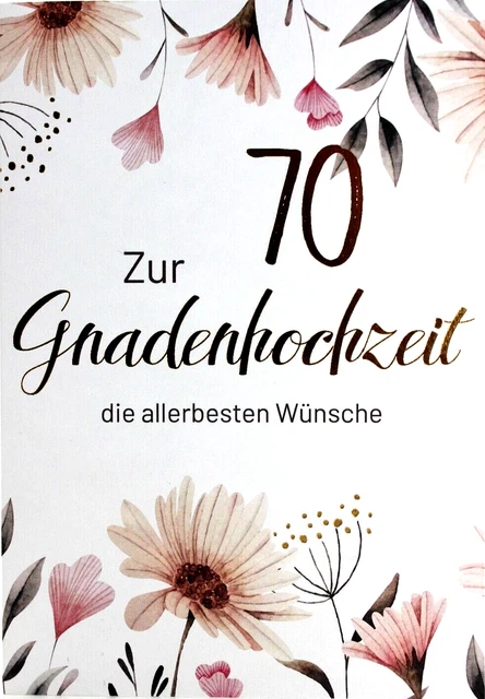 Handgemachte Glückwunschkarte Zum 70. Hochzeitstag – Personalisierbar & Mit Glitzer, 16x16 Cm