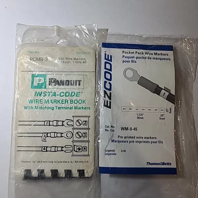 E19*Panduit Insta Code Pcmb-3 450 Wire Markers 1-45 And T&B Ez Code Wm-0-45 Usa