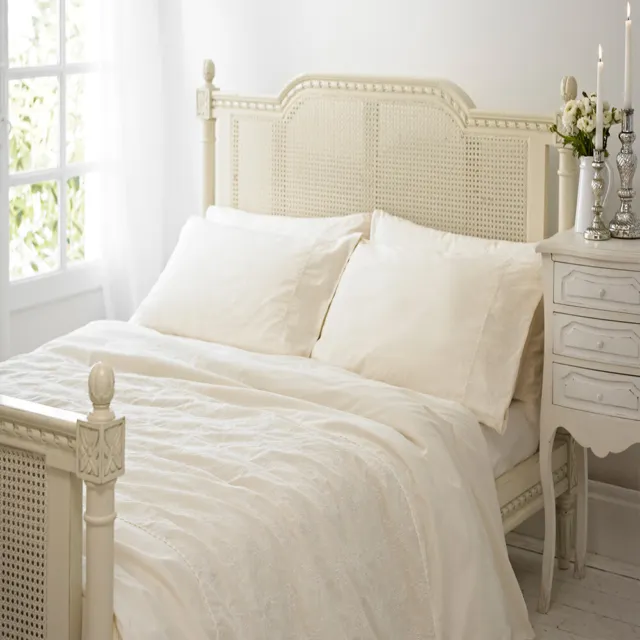 Duvet Cover Set,100% Cotton Embroidered Lace Bedding Cream Queen King Ivory