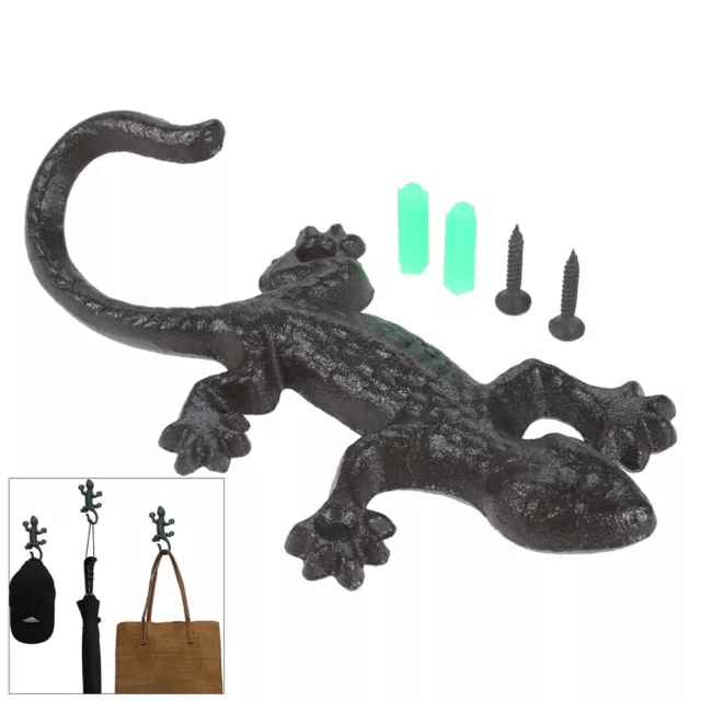 Gecko Lizard Wall Hooks Coat Key Clothes Rack Towel Hanger Organizer Cast Iron