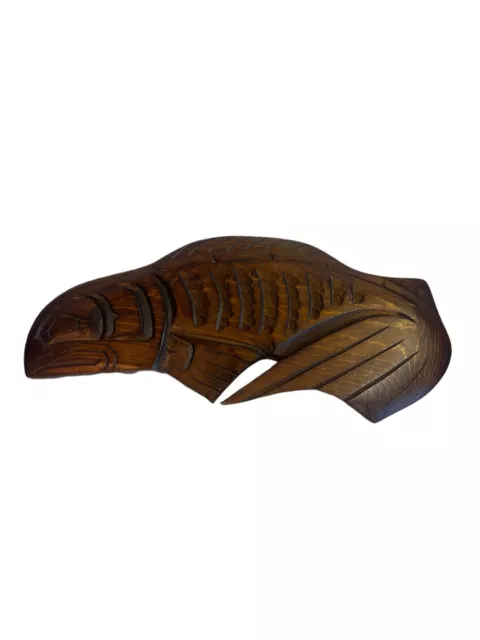 Vintage 1985 Carved CEDAR Wood SALMON Signed Erroll Ashley 11 Inch Wall Plaque