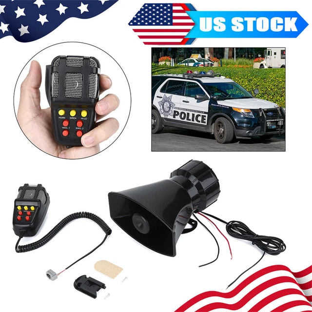 12V 7 Sound Loud Car Warning Alarm Siren Horns PA Speaker Loudspeaker MIC System