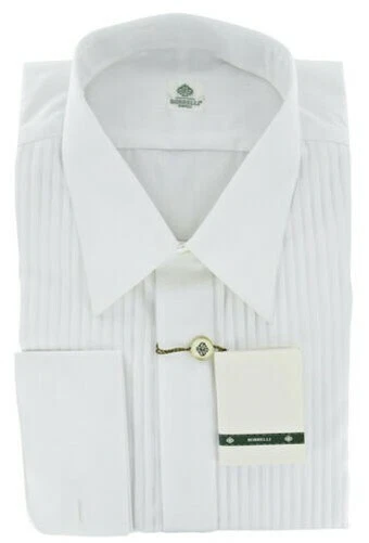 Luigi Borrelli Blanc Smoking Chemise - Plissé Bavoir - Complet - (LBTUXX3)