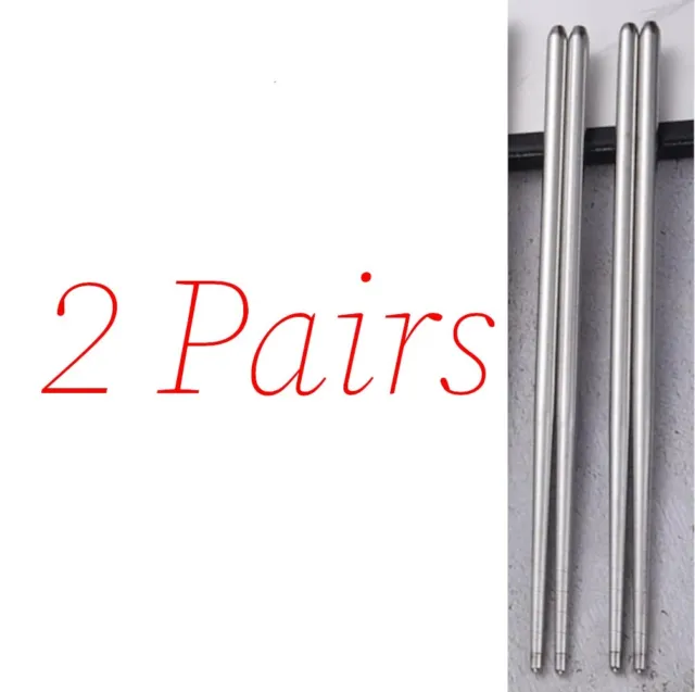 2 Pairs Stainless Steel Reusable Traditional Chinese Korean Chopsticks UK