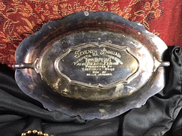 ANTIQUE 1930 Silver Plate Vegetable Trophy Tray Winner Augusta Ga Horse Show