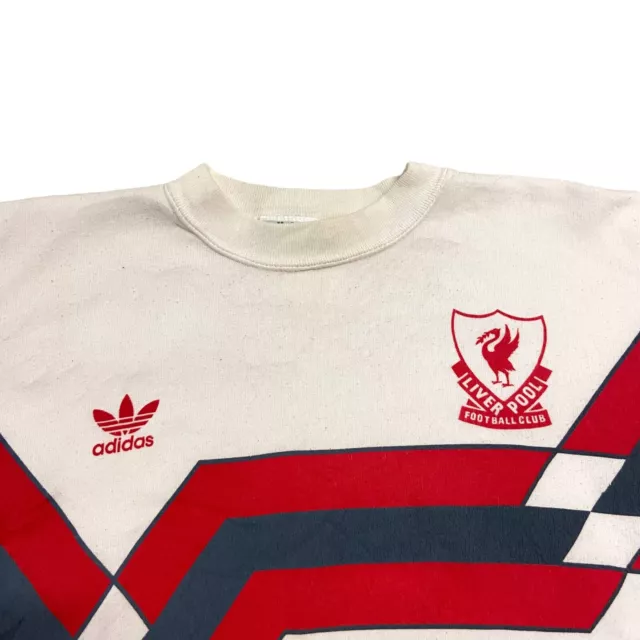 Felpa Liverpool Football Club Adidas | Vintage anni '80 retrò abbigliamento sportivo bianco 2