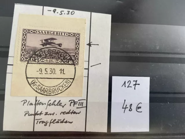 Briefmarken Saargebiet Mi Nr 127 PF III Gestempelt