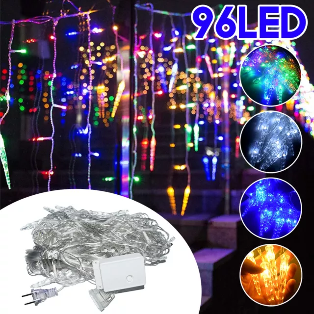 3.5M Christmas LED Icicle Falling Rain Curtain Fairy String Lights Outdoor Party